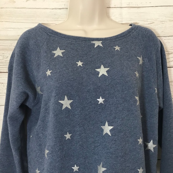 Ann Taylor Loft Chambray Metallic Stars Sweatshirt - Picture 3 of 5